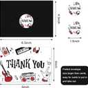 FYSUIMU 24 Pack Rock and Roll Thank You Cards Bulk Music Blank Note Cards with Envelopes Stickers Black Red Greeting Card for Birthday Baby Shower