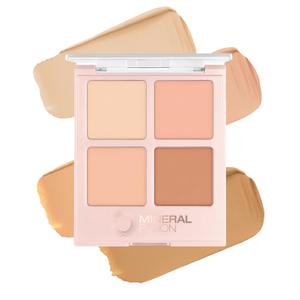 Mineral Fusion Makeup Cream Concealer Eye Palette Quad - 4 Light to Neutral Shades - Indulgence - Blemish Concealer & Under Eye Brightener - With Vitamin C & E - Hypoallergenic