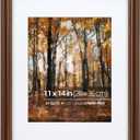 11x14 in Wood Classic Gallery Picture Frame, Ornate Beaded Inner, Matted for 8x10 Photo, Vertical or Horizontal Display, Brushed Brown Brass