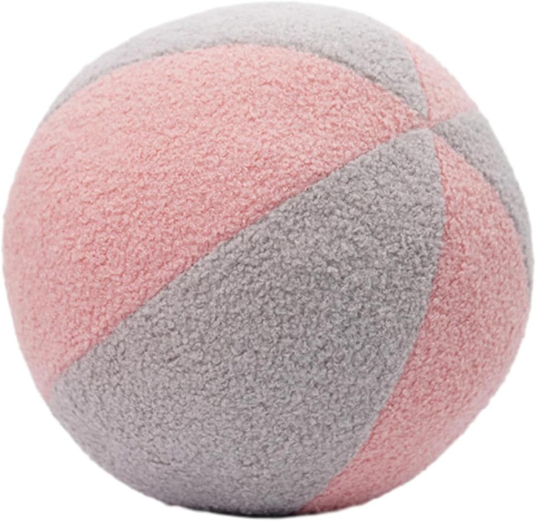 12 Inch Round Hugging Pillow Plush Toy Soft Plushies Throw Pillows Kids' First Ball Plush Toys for Home Decor Or Gift for Kids and Lovers (Pink&Gray)