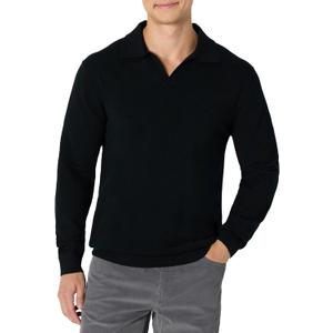 Amazon Essentials Men's Long Sleeve Regular Fit Knit Polo Sweater, Black, XX-Large