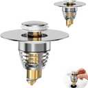 (2-Pack) Universal Bathroom Sink Stopper with Anti-Clog Basket Filter, Fit for 1.1"-1.6" Drain Holes, Sink Pop Up Stopper, Washbasin Drain Stopper, Tool-Free Installation