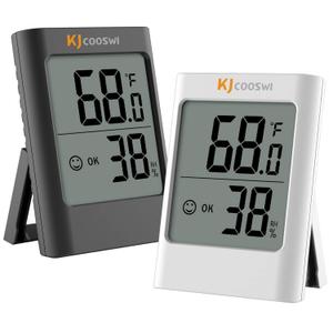 Humidity Gauge, 2 Pack Indoor Thermometer for Home Digital Hygrometer Room Thermometer and Humidity Gauge with Temperature Humidity Monitor AAA Battery Powered(Color: Black and White)