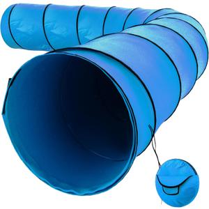 Houseables Dog Tunnel, Dog Agility Tunnel, Agility Equipment, 18 Feet, Puppy Obstacle Course, Pet Playground, Crawling, Small, Medium, Large, Indoor/Outdoor, Play, Pop Up Set, Exercise Tube, Toy, Blue