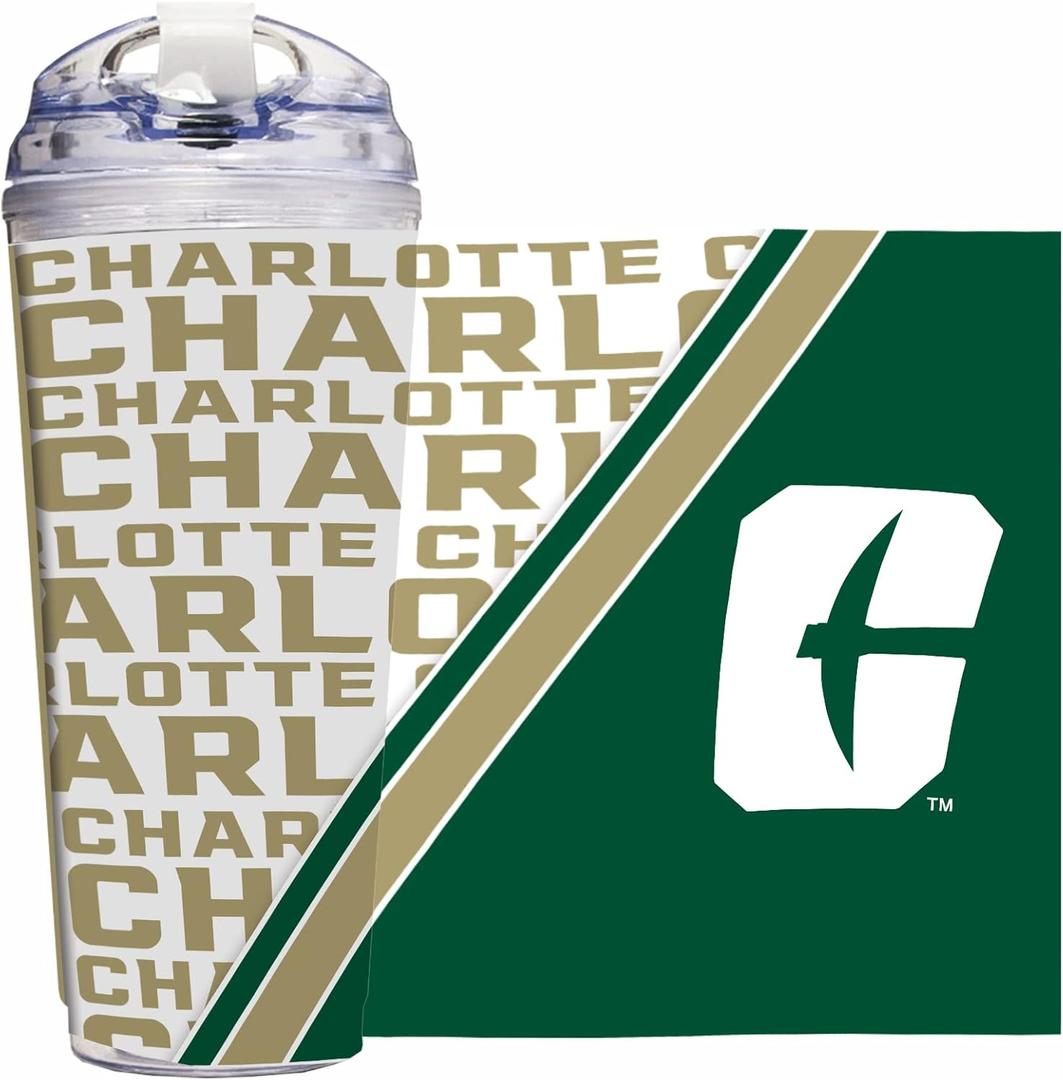 Rico Industries NCAA Standard 24oz Acrylic Tumbler with Hinged Lid, Officially Licensed Double Wall Tumbler with Straw