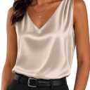 Zeagoo Women's Silk Satin Camisole Tank Tops V Neck Blouses (S)