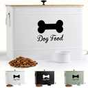 Metal Dog Food Container 15-20 lbs w/ Airtight Bamboo Lid, 70 Cup Capacity