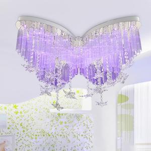 Butterfly Chandelier, Crystal Flush Mount Ceiling Light, Elegant Drop Ceiling Lighting, Dimmable Girl Decor Lighting for Dining Room Nursery (31.4")