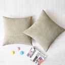 CaliTime Throw Pillow Covers Pack of 2 Soft Water Waves Texture Solid Dyed Chenille Cushion Cases for Couch Sofa Home Decoration 18 X 18 Inches Taupe