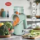 Rotary Cheese Grater with Handle - Vegetable Shredder with 5 Blades & Strong Suction Base, Round Slicer & Food Chopper for Kitchen (Green)