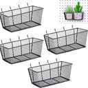 Sieral 4 Pcs Pegboard Baskets Metal Wire Shelf Baskets Peg Board Organizer Accessories Wall Mount Organizer Attachments for Garage Workbench Various Tool Accessories, 2 Sizes (Black,Large)