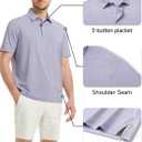 Rouen Polo Shirts for Men Dry Fit Performance Heather Stripe Golf Polo Moisture Wicking Lightweight Breathable Golf Shirts (Medium)