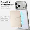 for MagSafe Wallet, Magnetic Phone Wallet RFID Blocking, Slim 5-8 Card Holder with Cash Slot & Clear ID Window, Minimalist Mag Safe Wallets for iPhone 17/16/15/14/13/12 Series, Oatmeal Beige