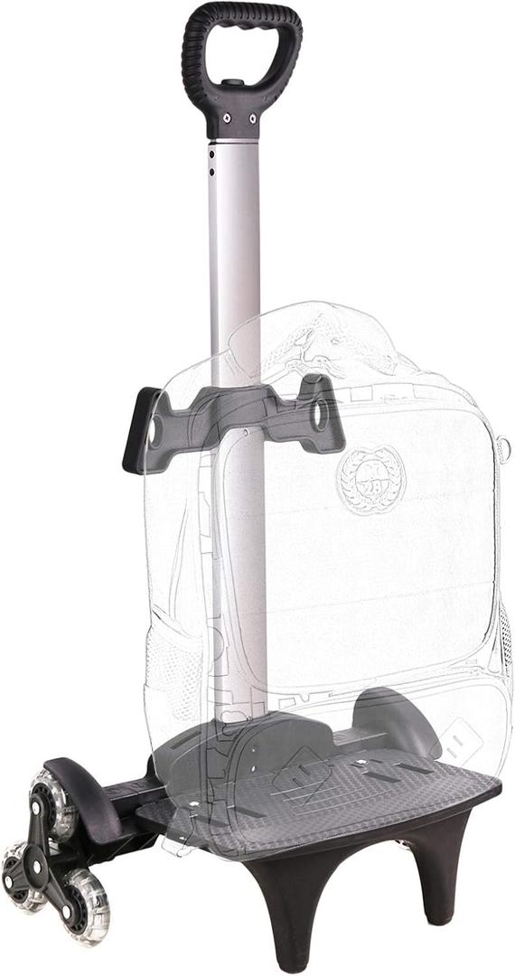 Backpack Trolley, Wheeled Cart Aluminum Alloy, Folding Trolley Cart for Schoolbag, 6 Wheels Luggage Cart