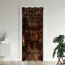 Vintage Bookshelf Bookcase Door Curtains for Doorways, Old Retro Library Blackout Curtain for Kids Bedroom Closet, Grommet Thermal Insulated Privacy Door Drapes for Room Divider, 42"W x 80"L