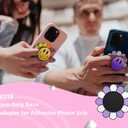 3 x metisinno Magnetic Base Compatible with PopSocket Phone Grips and iPhone MagSafe Cases, Purple & White Sunflower Pattern