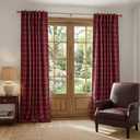 NICETOWN 100% Blackout Red Plaid Farmhouse Curtains 84 Inch Long 2 Panels Set for Living Room Checkered Drapes Thermal Insulated Privacy Protection Rod Pocket Back Tab, 52" W