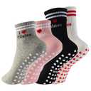 ZGLHUA Pilates Socks For Mother's Day,Heart Grip Pilates Socks Cuffs,Anti-Skid Cotton Grip for Ballet,Home,Studio 4Pair (US, Numeric, 00, 0, Regular, Regular, Crew Black1 White1 Short Gray1 Pink1)