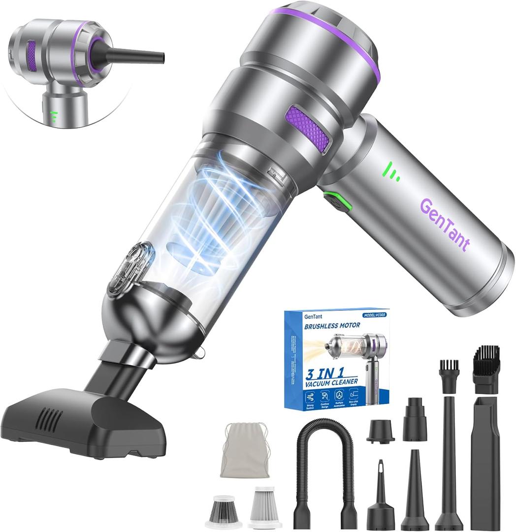 Mini Vacuum Cleaner Cordless, Car Vacuum Cleaner High Power Rechargeable Strong Suction Flexible Hose, Air Duster Blower Brushless Motor, Airify Pro Car Vacuum for Home Office Pet Hair (Silver/Purple) Mini Vacuum Cleaner Cordless, Car Vacuum Cleaner High Power Rechargeable Strong Suction Flexible Hose, Air Duster Blower Brushless Motor, Airify Pro Car Vacuum for Home Office Pet Hair (Silver/Purple)