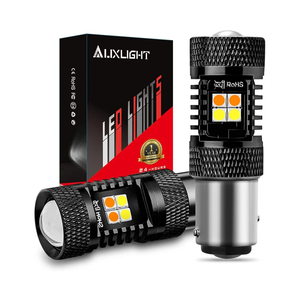 AUXLIGHT 1157 2057 2357 7528 BAY15D P21/5W Switchback LED Bulbs 16SMD Chipsets Parking Lights/Daytime Running Lights/DRL and Turn Signal Lights with Projector replacement, White/Amber (Pack of 2)