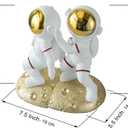 Space Theme Bookends for Shelves, Astronaut Moon Book Ends for Kids Room, Decorative Planet Book Stoppers to Hold Books Heavy Duty, Unique Boys and Girls Gift (Gold)