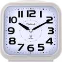 Tinload 5.5" Large Analog Alarm Clock Silent Non Ticking, Gentle Wake, Beep Sounds, Increasing Volume, Battery Operated Snooze and Manual Light, Easy Set, White (Best for Elder)