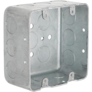 Raco Hubbell 680 2-Device, 2-1/8-Inch Deep, 1/2-Inch Side Knockouts 4-Inch Square Switch Box, Drawn, Silver,Gray