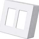 (5 Pack) BESTTEN USWP6 Matte Snow White Screwless Decorator Wall Plate, 2-Gang Outlet Cover, Decor Switch Face Plate, H4.69 x W4.73