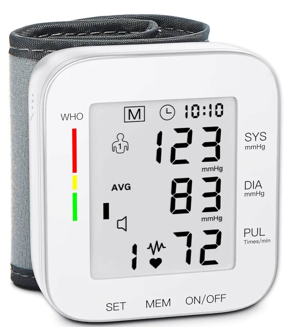 MMIZOO Wrist Blood Pressure Monitor Large LCD Display BP Machine Adjustable Cuff 5.31-7.68 inch Automatic 99x2 Sets Memory with Carrying Case for Home Use (W1681)