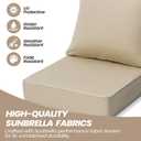 CRESTLIVE Sunbrella 5.5" Thick Deep Seat Patio Chair Cushions 24x24 Set of 2, Waterproof Outdoor Replacement Cushions for Wicker Sofa and Couch, Fade Resistant,Antique Beige