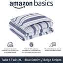 Amazon Basics Twin/Twin XL Size Ultra-Soft Lightweight Microfiber Reversible 2-Piece Bedding Comforter Set, Blue Denim/Beige Stripes