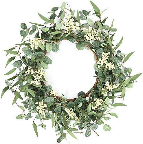 Amazon.com: Pinkpum 20'' Eucalyptus Wreath for Front Door, Porch, Window - Green Decor for Home, Farmhouse - Spring, Summer, Fall, All Seasons : Home & Kitchen