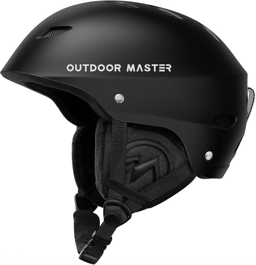 OutdoorMaster Kelvin Ski Helmet - Snowboard Helmet for Men, Women & Youth (X-Large, Black)
