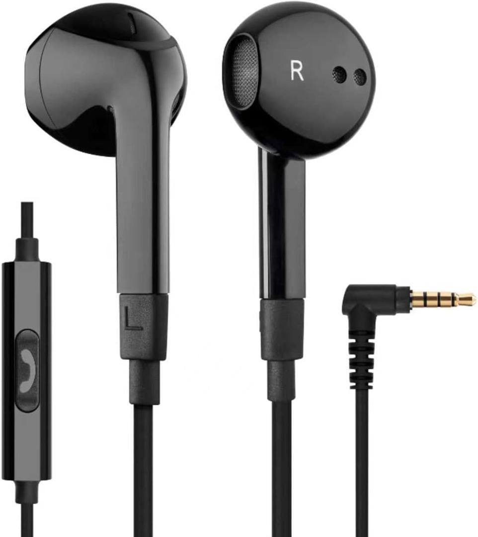 LUDOS FEROX Wired Earbuds in-Ear Headphones,  Earphones with Microphone, Noise Isolation Corded for 3.5mm Jack Ear Buds for iPhone, Samsung, Computer, Laptop, Kids, School Students (Black)