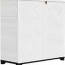 ZZM Indoor/Outdoor Storage Cabinet Waterproof, 34"x15"x34" Plastic Outdoor Storage Box for Garden Balcony Bathroom, All Weather Outdoor Storage Clearance, DIY Usage, with 1 Shelf (White)