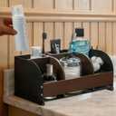 Bathroom Organizers on Counter,Wooden & Metal 7-Slot Solid One-Piece Bathroom Organizer with Drainage,Large Size Toothbrush Holders for Bathrooms, Vanity Storage