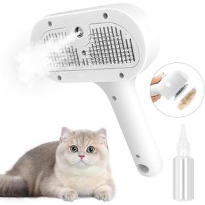 ETACCU Cat Steam Brush, 3 in 1 Cat Steam Brush for Shedding & Grooming, Steam Brush for Dogs/Cats, Remove Tangled Loose Hair for Long & Short Haired, Self Cleaning Pet Steam Brush with Release Button