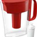 Brita Water Filter Pitcher for Tap and Drinking Water with 1 Standard Filter, Lasts 2 Months, 6-Cup Capacity, BPA Free, Red