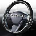 Steering Wheel Cover for Tesla Model 3 (2017-2023) / Model Y (2020-2024),Anti-Slip,Comfortable Grip, Breathable,Customized for Tesla Model 3/Y Accessories,Bright Black