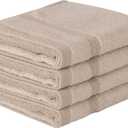 Mother-Earth 4 Pcs Light Brown Fingertip Towels for Bathroom - 11 x 18 Inches, Extra Absorbent and Soft Terry Towels for Sensitive Skin, Quick Dry