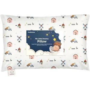 Toddler Pillow with Pillowcase - 13x18 My Little Dreamy Pillow, Organic Cotton Toddler Pillows for Sleeping, Kids Pillow, Travel Pillows, Mini Pillow, Nursery Pillow, Toddler Bed Pillow (Barn)