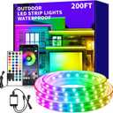 200ft Outdoor Waterproof Led Strip Lights,IP68 Exterior Waterproof Led Rope Lights with Remote&App Control,Music Sync and Color Changing RGB LED Light Strips for Bedroom,Roof,Pool,Balcony