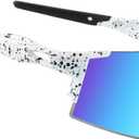 OULAIQI Cycling Sunglasses Polarized Sunglasses for Cycling Men Women with 1 Lens or 3 Interchangeable Lens Baseball Glasses (Whiteblue)