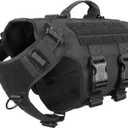 ICEFANG GN3 Tactical Dog Harness with 6X Buckle,Dog Molle Vest with Handle,3/4 Body Coverage,Hook and Loop Panel for ID Patch,No Pulling Front Clip (L (28"-35" Girth), Black) (Large (Pack of 1))