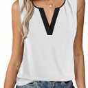 Avanova Sleeveless Blouses for Women V Neck Tank Top Work Business Casual Shirt White Small (White, S)