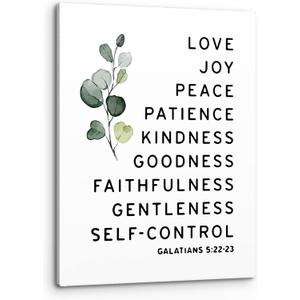 PHAMTE Galatians 5:22-23 Love Joy Peace Patience Kindness Goodness Wall Art,Christian Bible Verse Scripture Print Framed Canvas Painting Artwork Home Bathroom Room Office Church Decor（11x14 Inch）