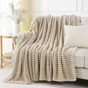 Khaki Throw Blanket for Couch Sofa 50x60 inches Striped Fleece Blankets Room Home Decor Lightweight Plush Soft Cozy Gifts for Women Mom Girls