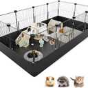 Tresbro Guinea Pig Cage with Waterproof PVC Bottom Liner & One-Hand Release Hook, Triple Fixing C&C Cage for Guinea Pigs, Bunny, Rabbit, Hedgehog, Small Animal Indoor Playpen 48''L x 24''W x 16''H