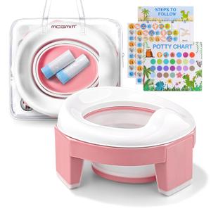 MCGMITT Portable Potty Seat for Kids Travel - Foldable Training Toilet Chair for Toddler Girls with Storage Bags for Outdoor and Indoor Easy to Clean(Pink)
