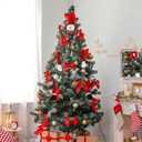 Snowman Christmas Tree Topper: Snowman christmas tree hugger with Red Hat & Scarf - Xmas Decoration with Wreath Rope for Indoor Decorations Holiday Winter Wonderland Party Supplies(5 Pieces)